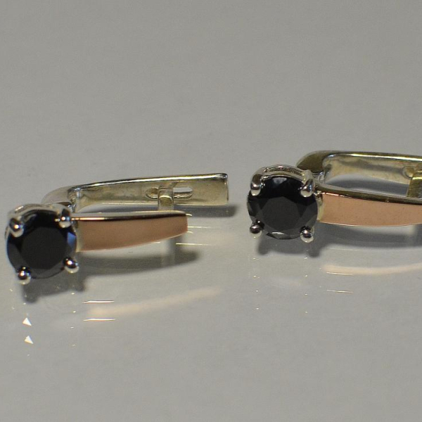 Серебряные серьги  с пластинами из золота