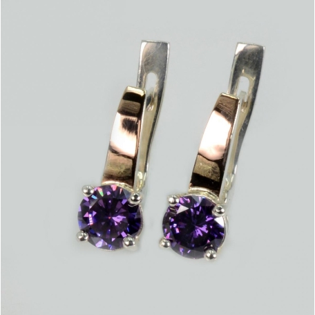 Серебряные серьги  с пластинами из золота