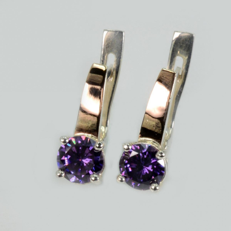 Срібні сережки з пластинами із золота