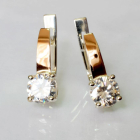 Серебряные серьги  с пластинами из золота