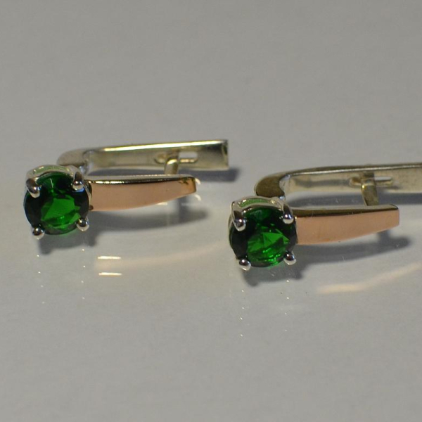 Серебряные серьги  с пластинами из золота