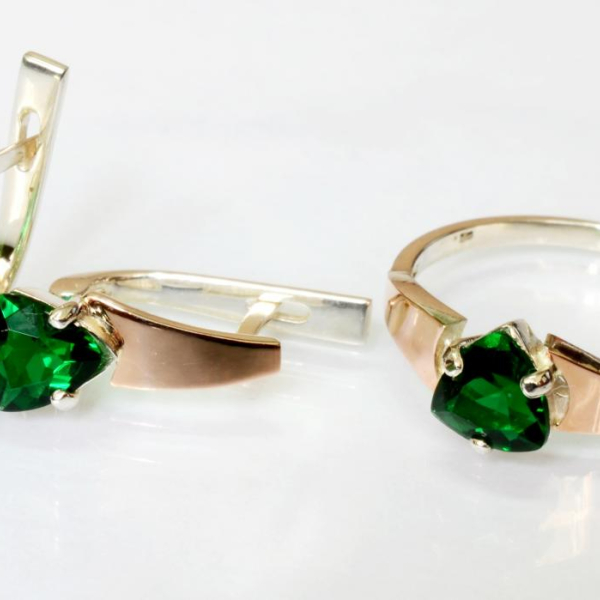 Серебряный гарнитур с золотыми пластинами