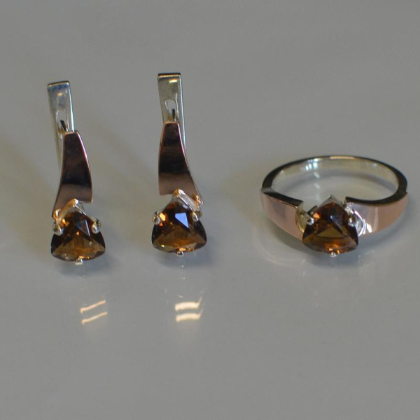 Серебряный гарнитур с золотыми пластинами