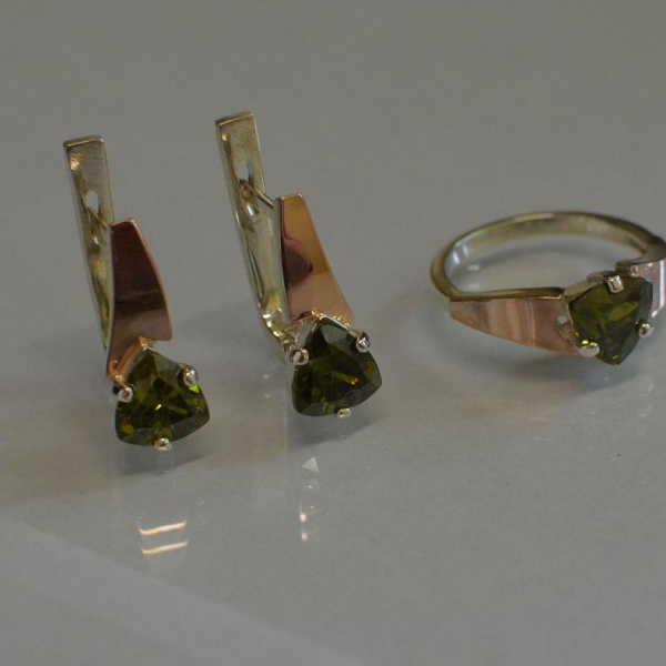 Серебряный гарнитур с золотыми пластинами