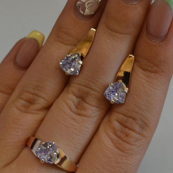 Серебряный гарнитур с золотыми пластинами