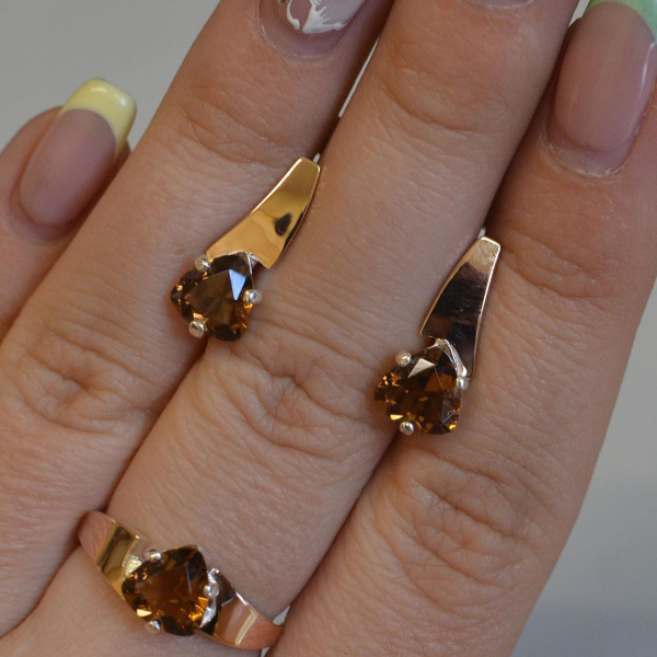 Серебряный гарнитур с золотыми пластинами