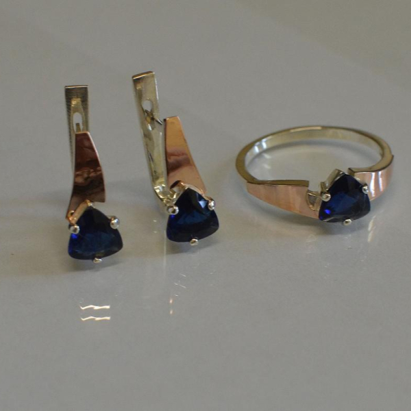 Серебряный гарнитур с золотыми пластинами