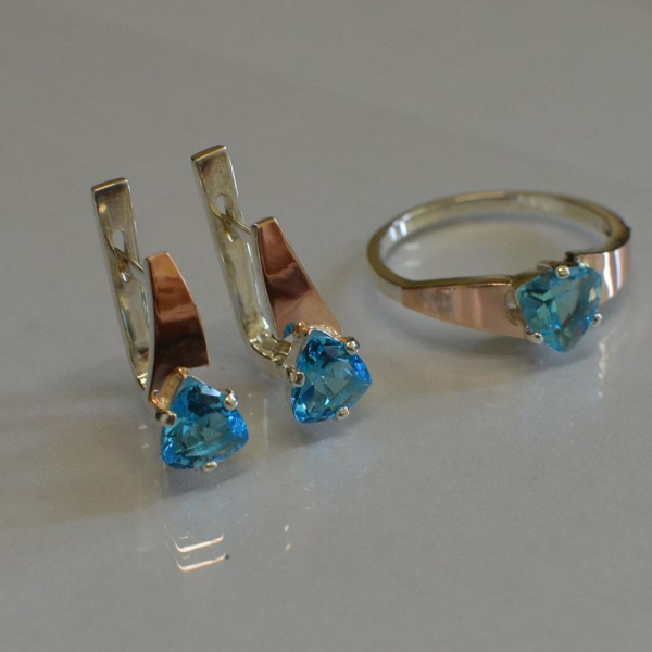 Серебряный гарнитур с золотыми пластинами