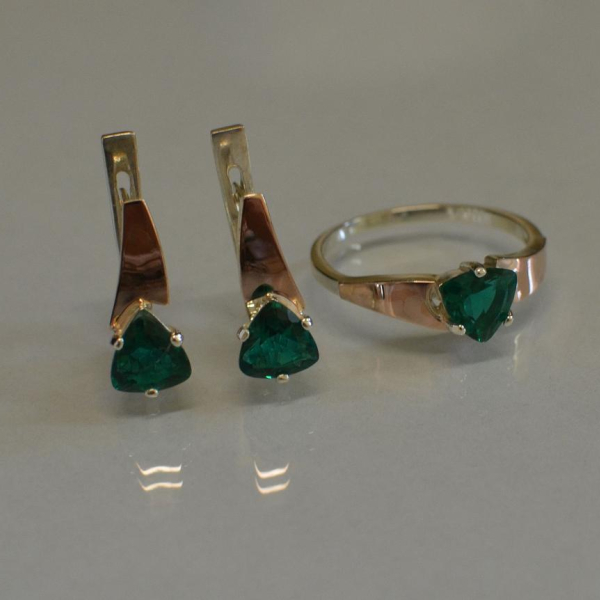 Серебряный гарнитур с золотыми пластинами