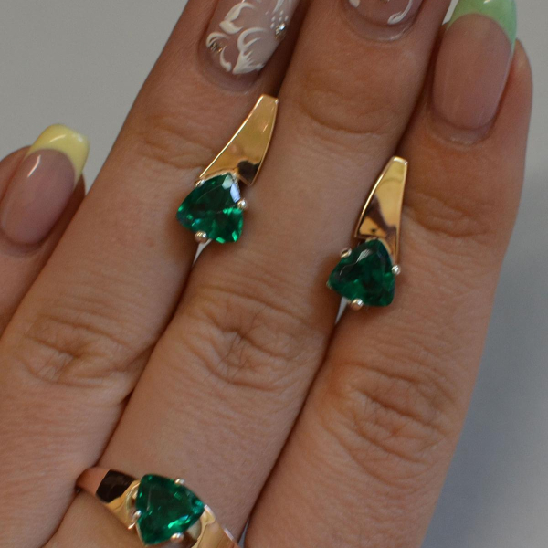 Серебряный гарнитур с золотыми пластинами