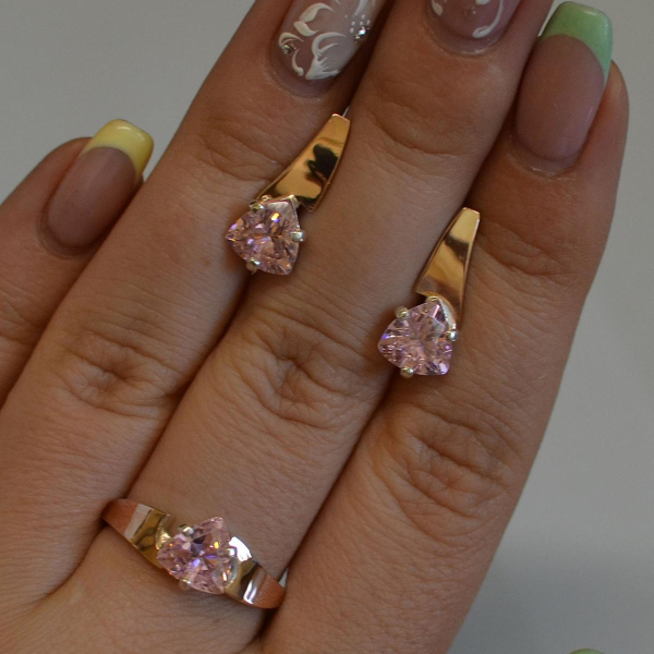 Серебряный гарнитур с золотыми пластинами