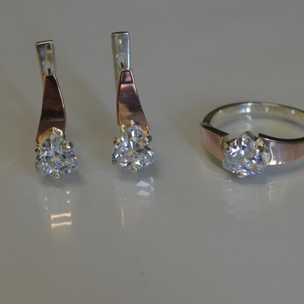 Серебряный гарнитур с золотыми пластинами