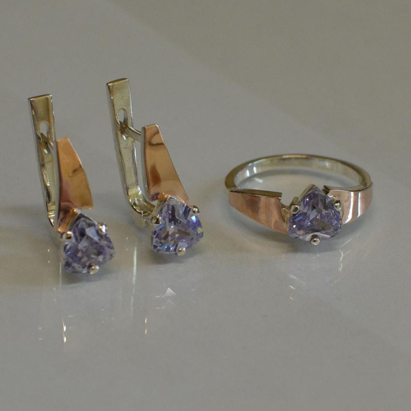 Серебряный гарнитур с золотыми пластинами