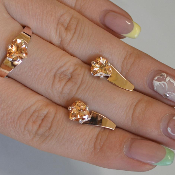 Серебряный гарнитур с золотыми пластинами