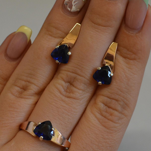 Серебряный гарнитур с золотыми пластинами