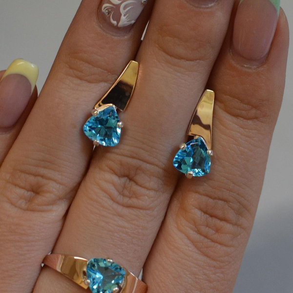 Серебряный гарнитур с золотыми пластинами