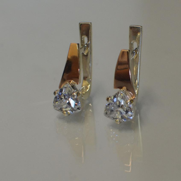 Серебряные серьги с напайками из золота