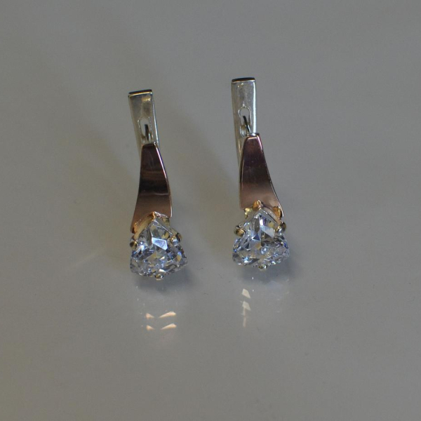 Серебряные серьги с напайками из золота