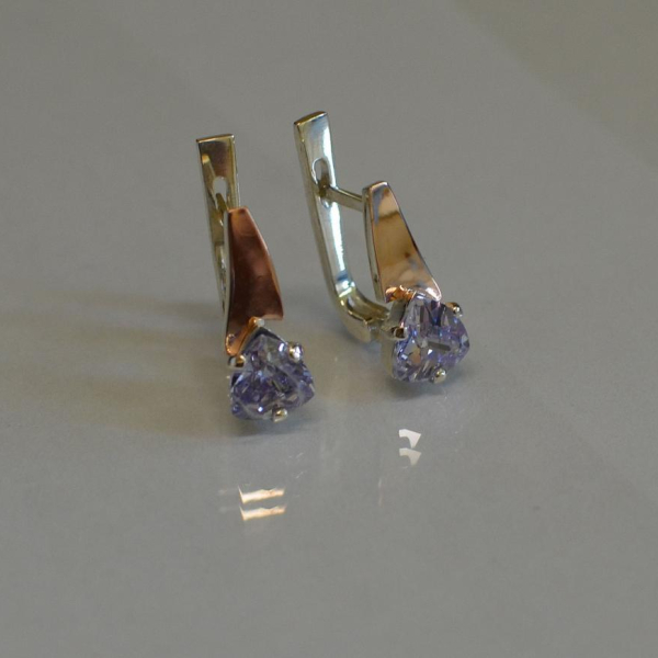 Серебряные серьги с напайками из золота