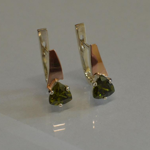 Серебряные серьги с напайками из золота