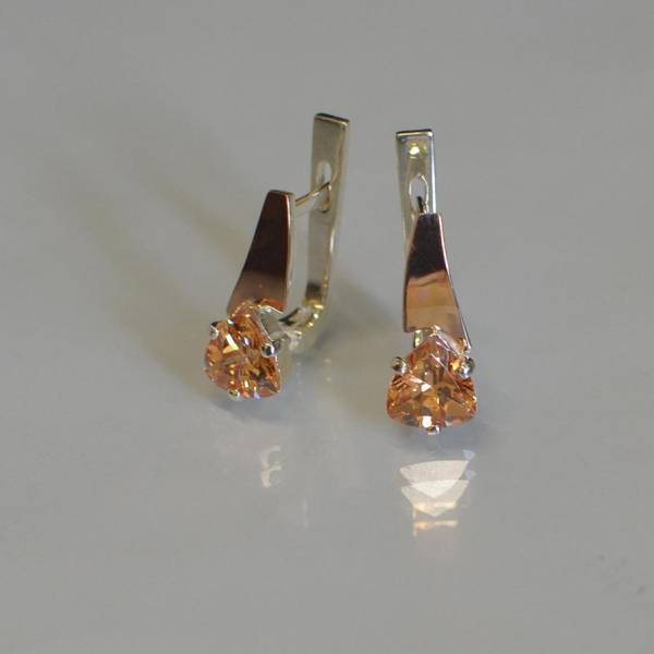 Серебряные серьги с напайками из золота