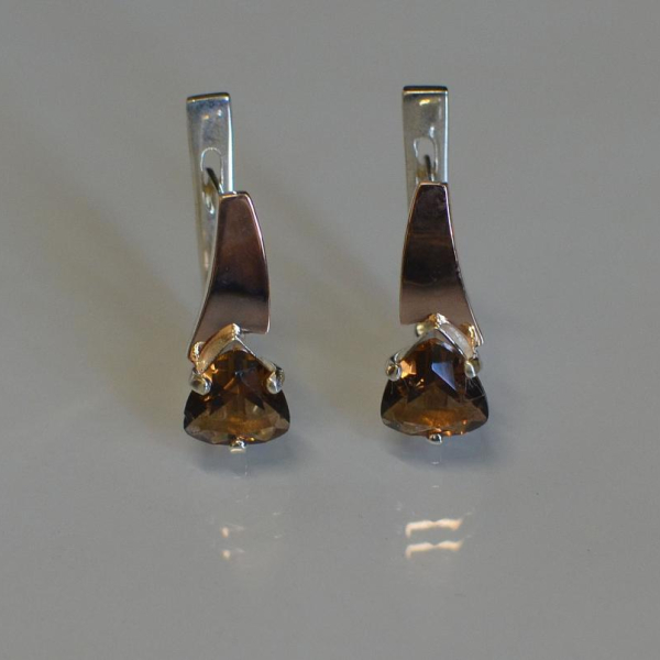 Серебряные серьги с напайками из золота