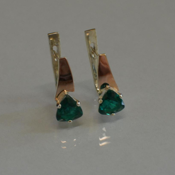 Серебряные серьги с напайками из золота