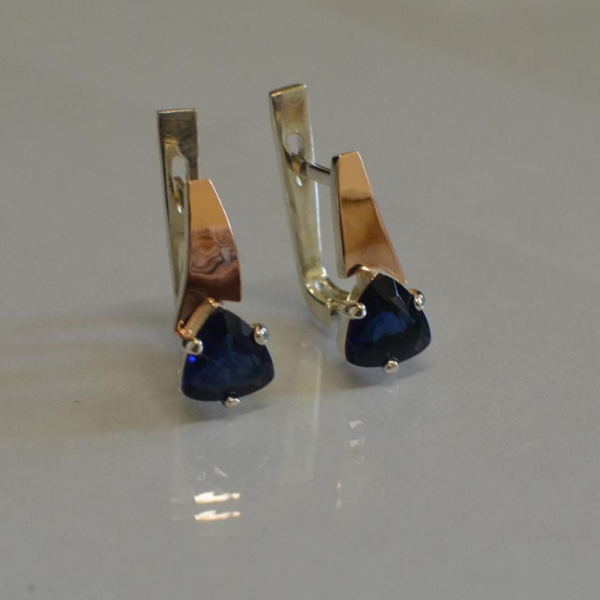 Серебряные серьги с напайками из золота