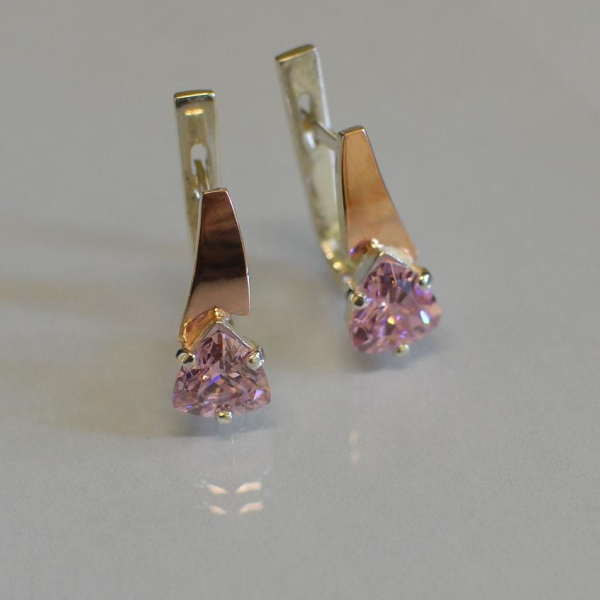 Серебряные серьги с напайками из золота