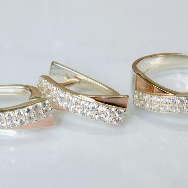 Срібний набір з золотими накладками