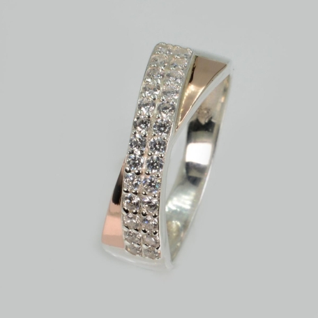 Срібна каблучка з золотими пластинами