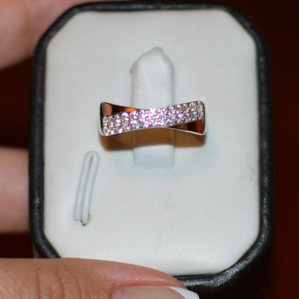 Срібна каблучка з золотими пластинами