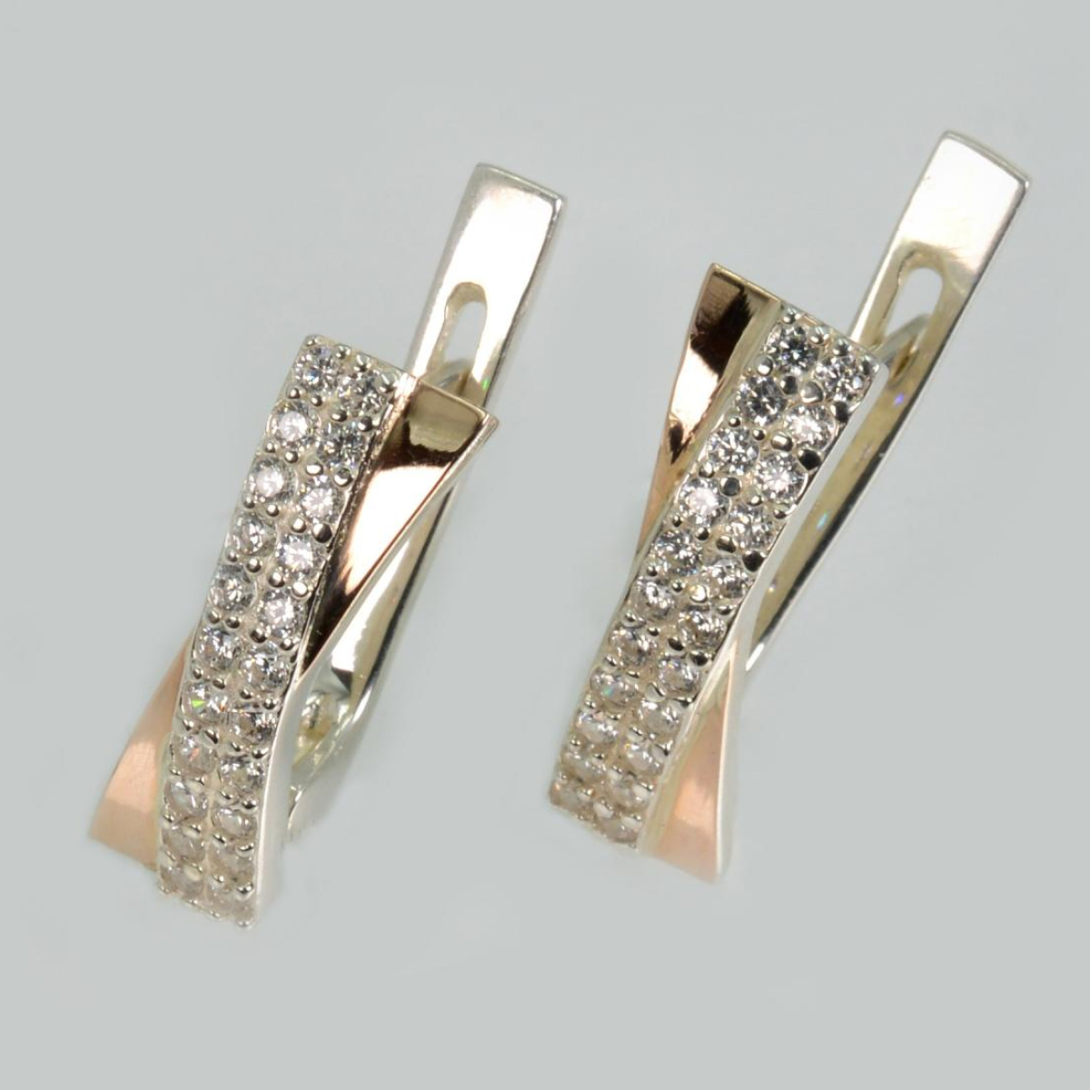 Срібні сережки з пластинами із золота