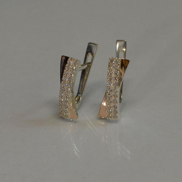 Срібні сережки з пластинами із золота