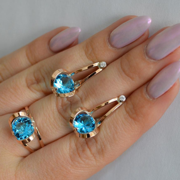 Серебряный комплект с пластинами из золота