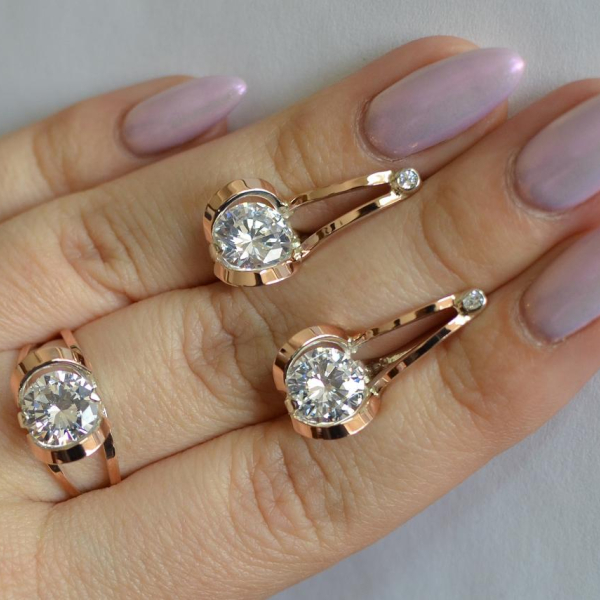 Серебряный комплект с пластинами из золота