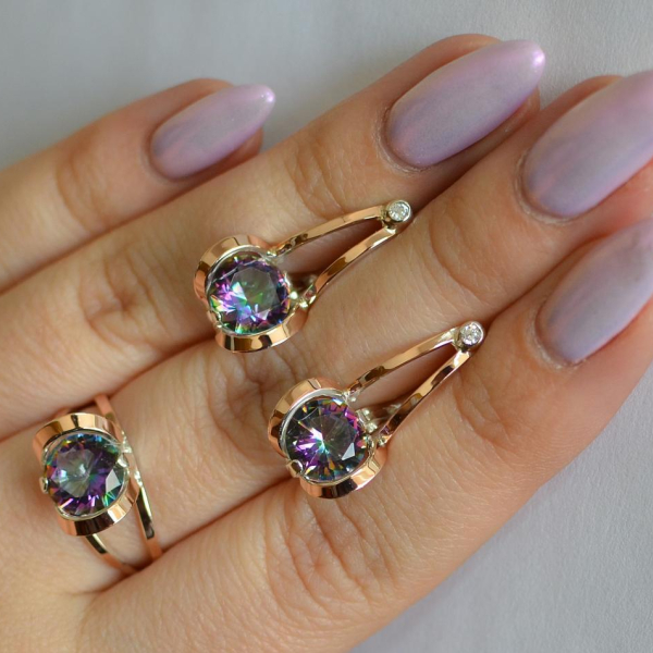 Серебряный комплект с пластинами из золота