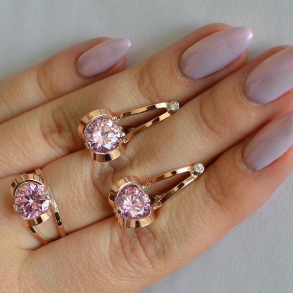 Серебряный комплект с пластинами из золота