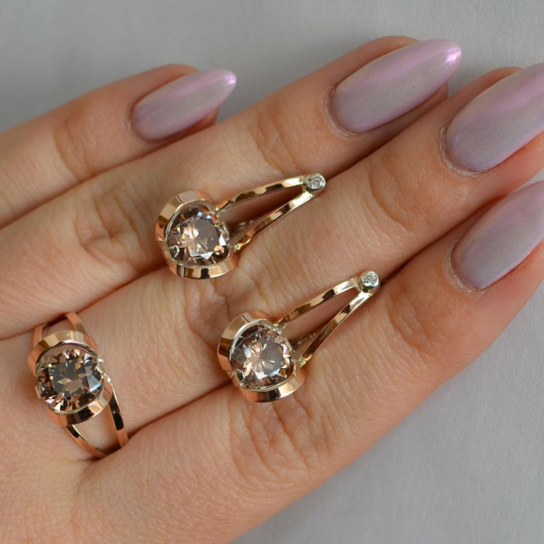 Серебряный комплект с пластинами из золота