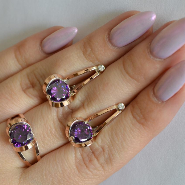 Серебряный комплект с пластинами из золота