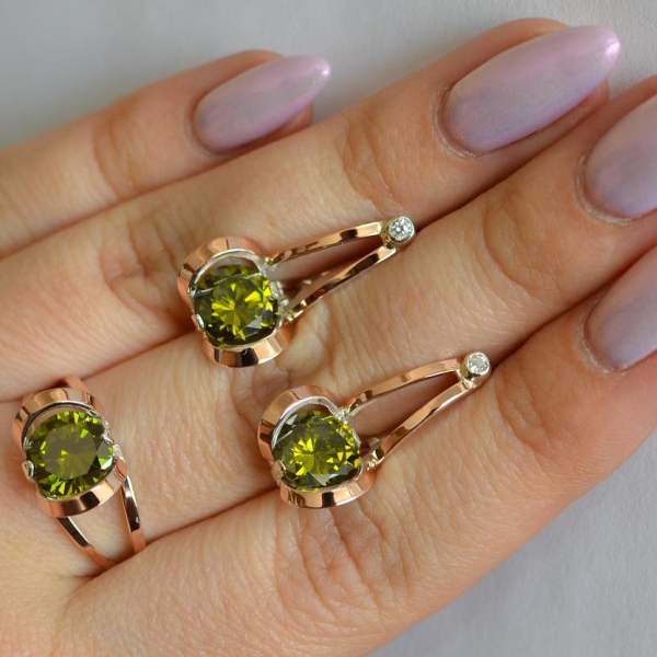 Серебряный комплект с пластинами из золота