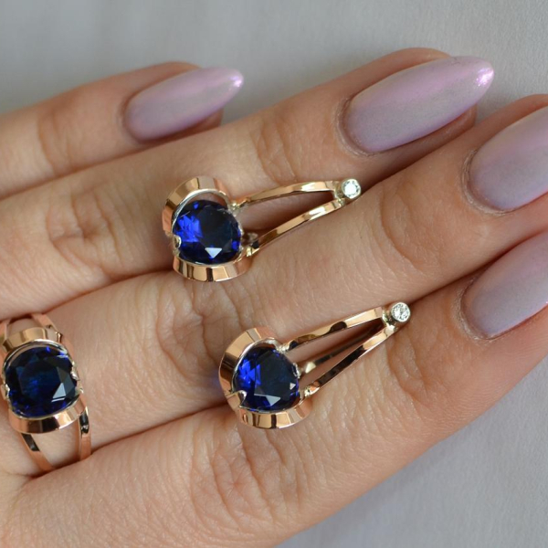 Серебряный комплект с пластинами из золота