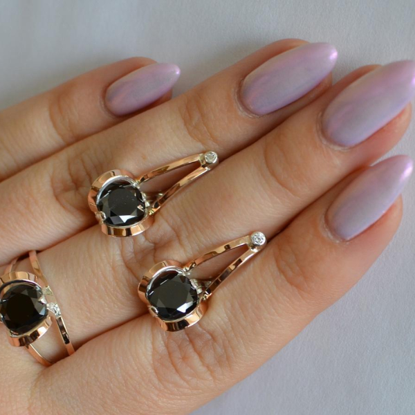 Серебряный комплект с пластинами из золота