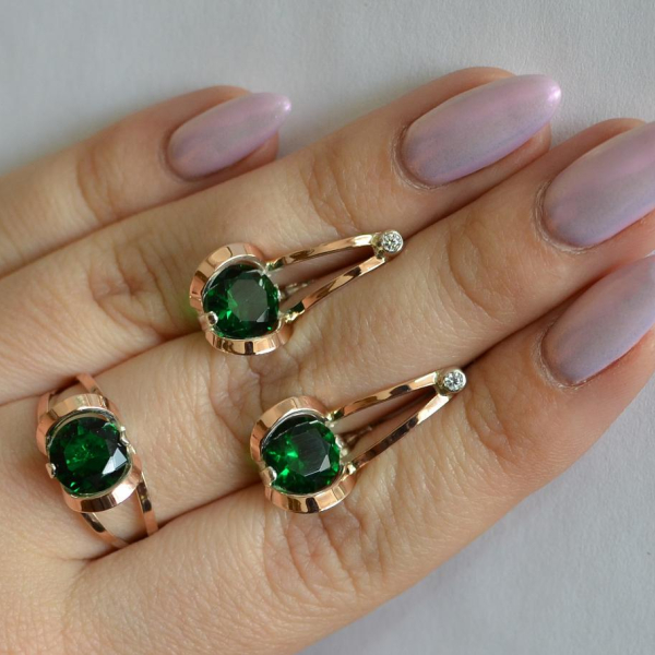 Серебряный комплект с пластинами из золота