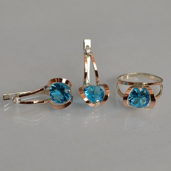 Серебряный комплект с пластинами из золота