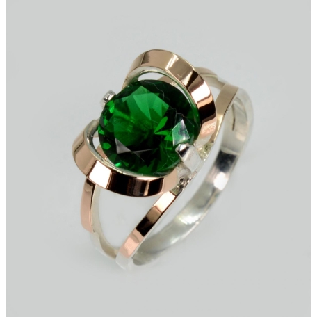 Серебряное кольцо с золотыми вставками