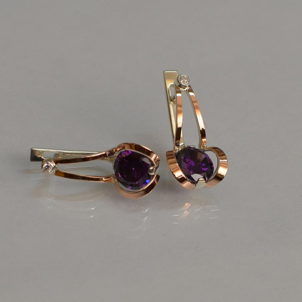 Серебряные серьги  с пластинами из золота