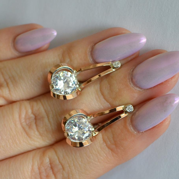 Серебряные серьги  с пластинами из золота