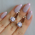 Серебряные серьги  с пластинами из золота