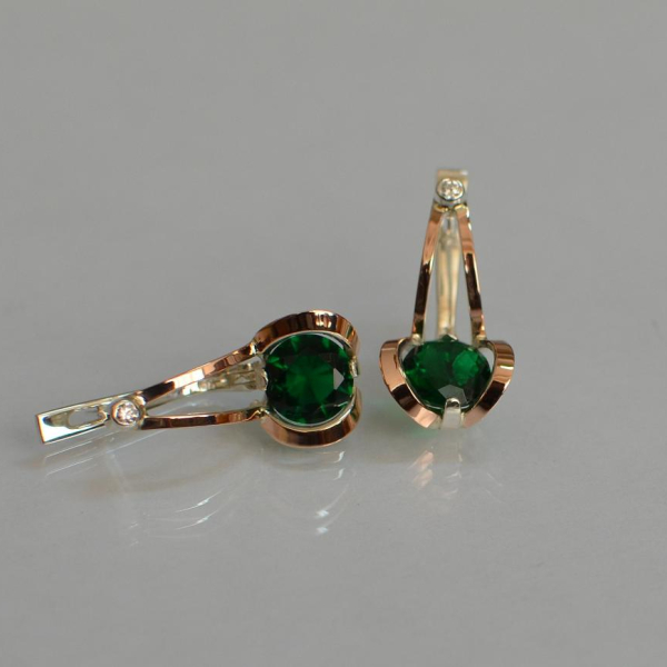 Серебряные серьги  с пластинами из золота